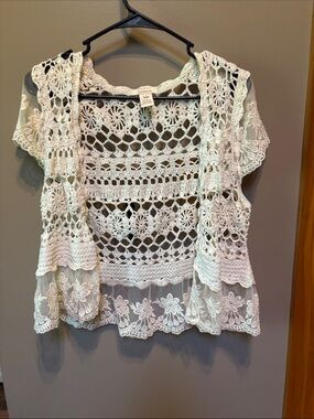 Sundance Ivory Crochet Lace Camisole Overlay